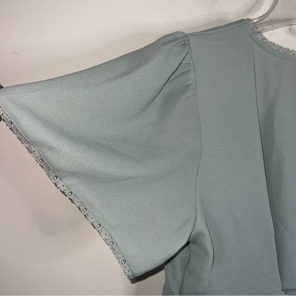 Urban Outfitters Dress Sage Green Mini Vneck Tie Back Size Large - Picture 6 of 11